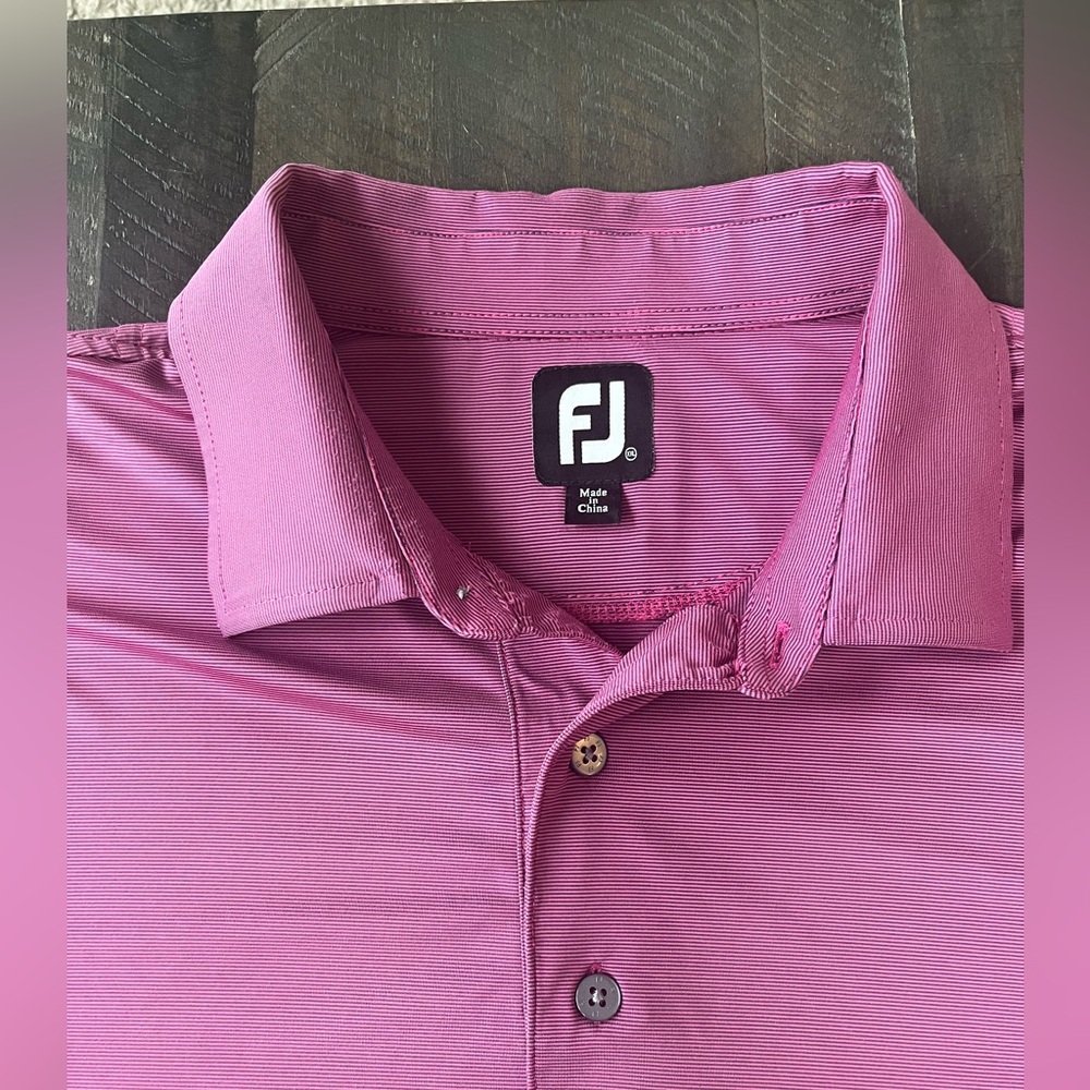 Foot Joy Golf Short Sleeve Polo Shirt Men XXL Pink Gray Stripe